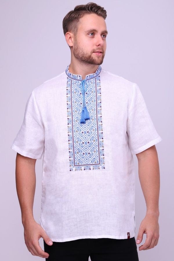 Men's Embroidered Shirt from the Central Region of Ukraine, Short Sleeves, S