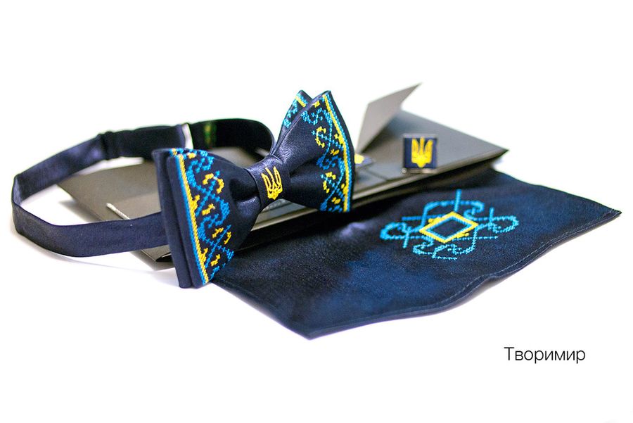Bow Tie & Pocket Square & Cuff Links Embroidered Set