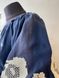 Dark-blue Linen Embroidered Dress with White Flowers (Defect), S