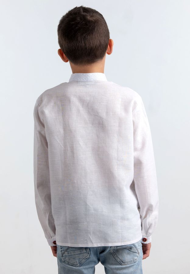 Boys' Embroidered Shirt White on White, 146