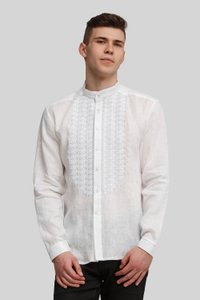 Men's White Shirt with Silver Embroidery, 54