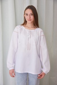 Women's shirt, white on white, handmade, M/L