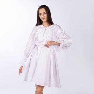 Women's White Dress with White Embroidery, 42