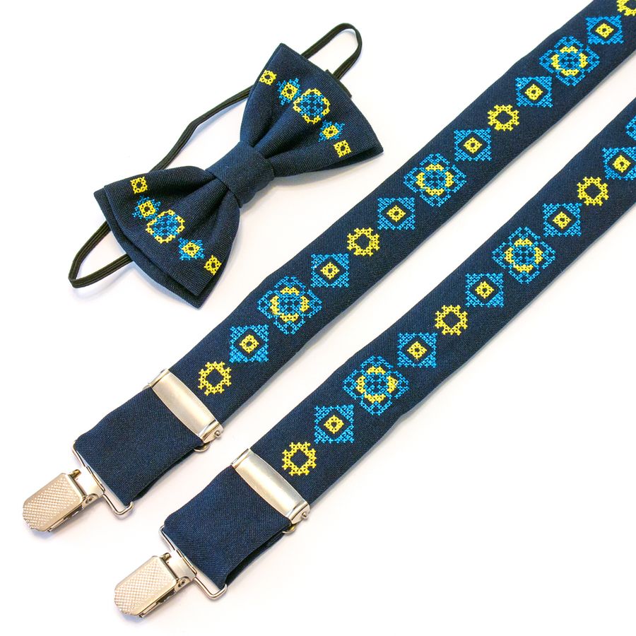 Kids' Embroidered Suspenders & Bow Tie Set