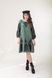 Linen Green Color Dress with Black Embroidery, S
