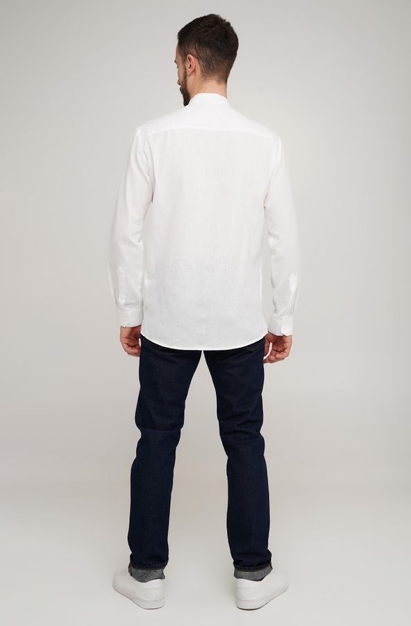 Men's One Color White Embroidered Shirt, 46