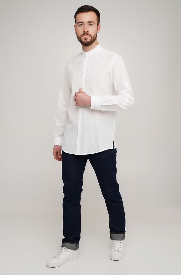 Чоловіча сорочка біла вишивка по білому, 48