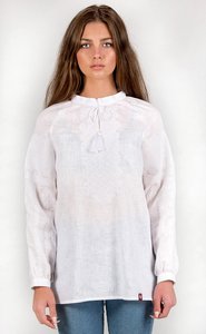 Women's Embroidered Shirt White on White with Traditional Ornament, XL