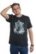 Men's Black T-Shirt Cossack and Wolves, XL