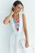 Sleeveless Linen Embroidered Dress in White Color, L