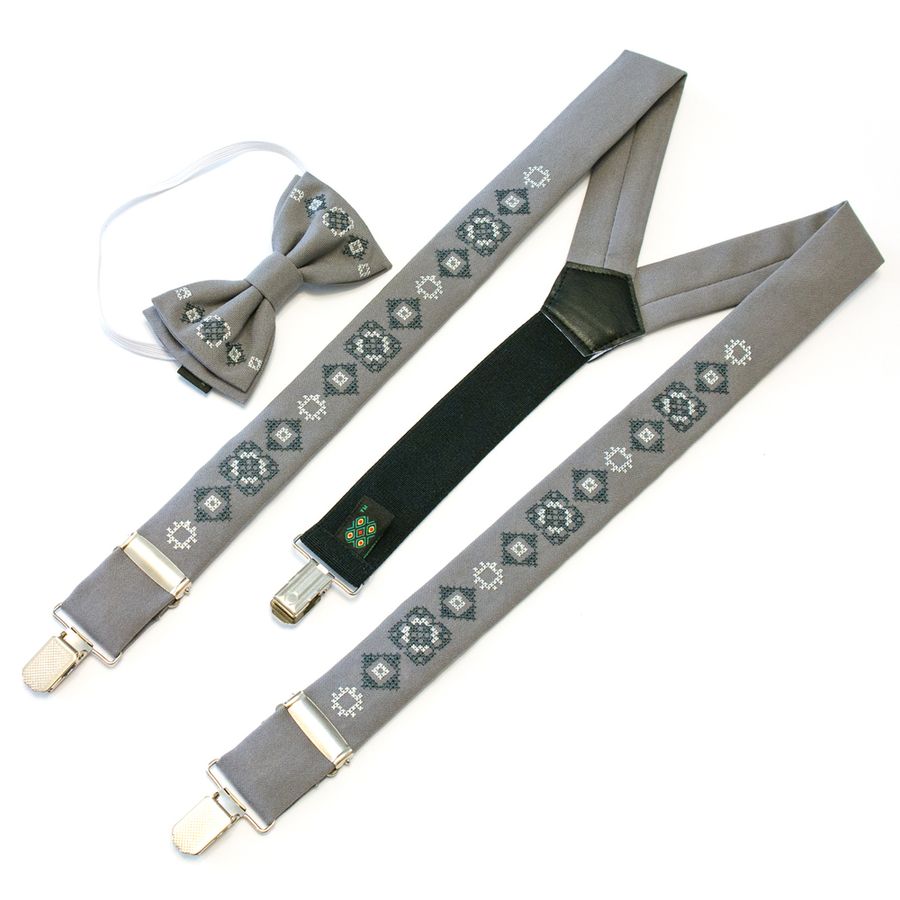 Suspenders & Bow Tie Set for Kids, Gray