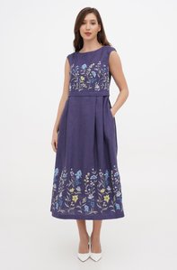Жіноча фіолетова сукня без рукавів з квітами