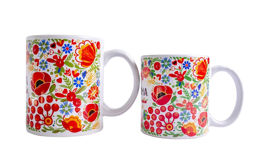 Large Floral Pottery Mug "Ukraine"