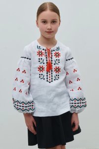 Embroidered shirt for a girl with ornaments based on paintings by Maria Prymachenko, 116