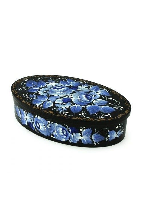 Oval box with Petrykivka painting