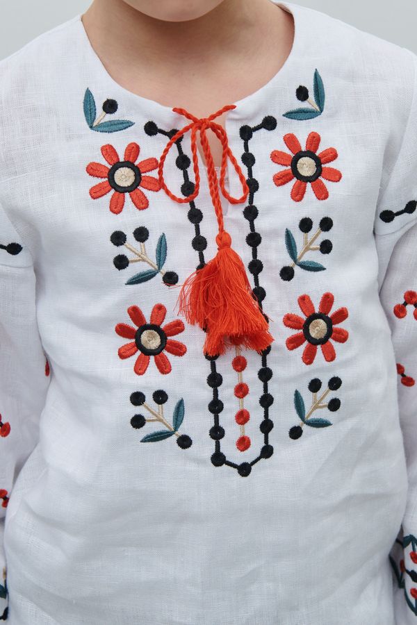 Embroidered shirt for a girl with ornaments based on paintings by Maria Prymachenko, 116