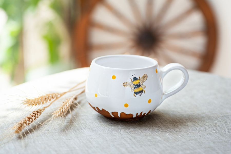Ceramic Mug with Hand Painted Bee