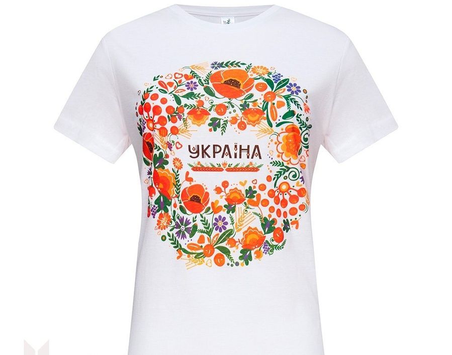 Women's T-Shirt with Coloured Ornament Ukraine, S
