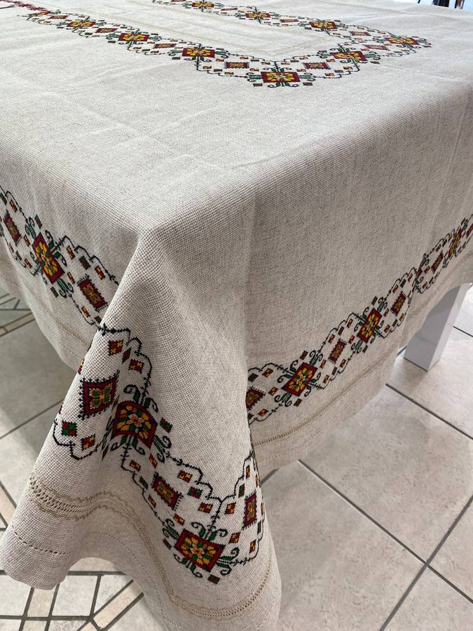 Handmade Tablecloth with Colour Embroidery 235×235