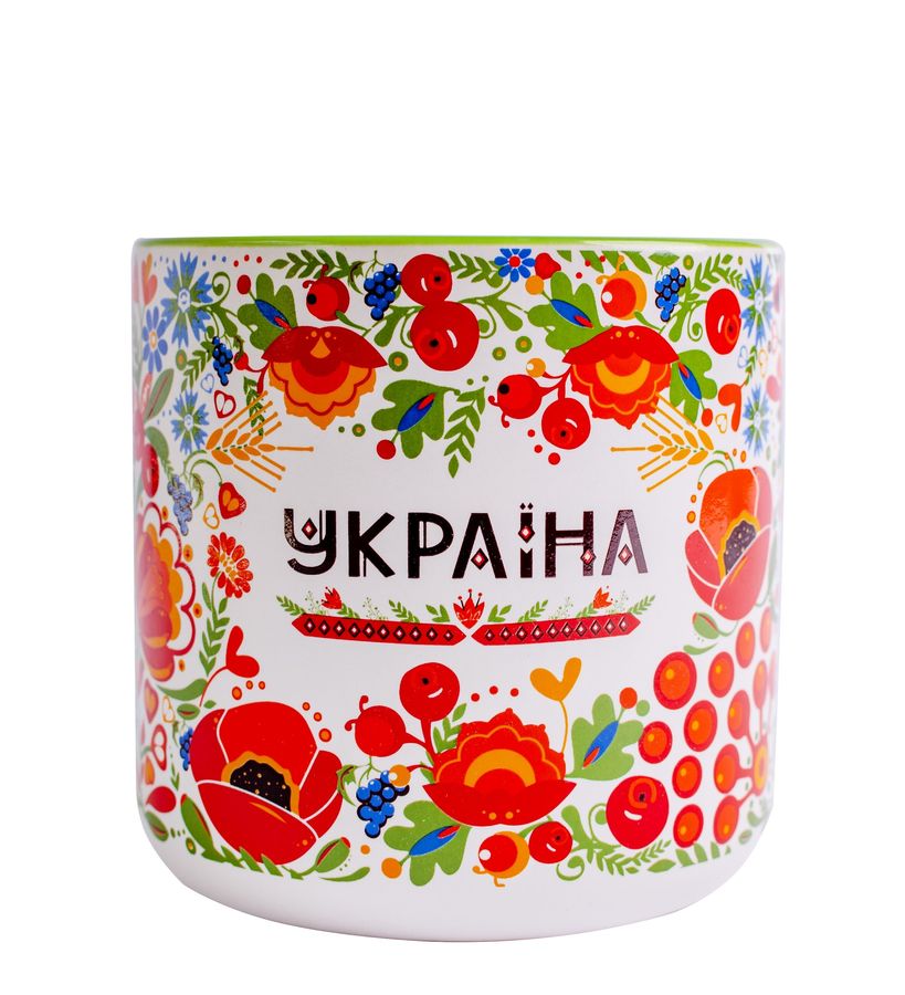 White Pottery Cup "Ukrainian Ornament"