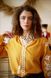 Women's yellow embroidered shirt with white embroidery, XS