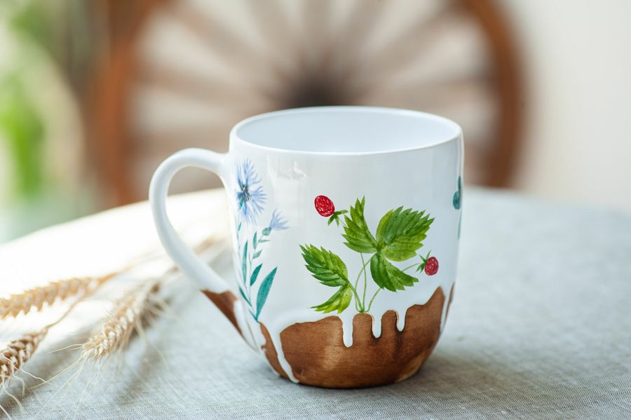Pottery Mug with Herbs