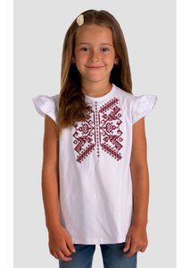 White Embroidered T-Shirt for Girls, 146