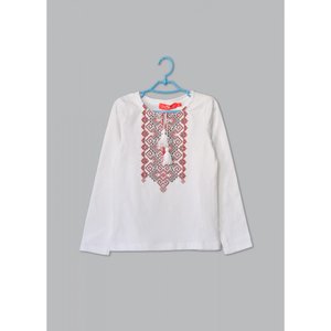 T-shirt for girls, long sleeves with red embroidery, 86
