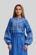 Women's Blue Dress with White Embroidery, 50