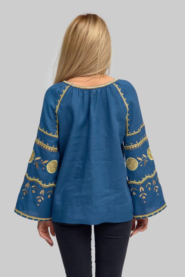 Women's Blue Shirt with Milky Embroidery, L