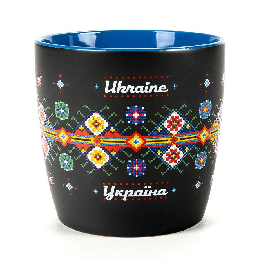 Чашка "Ukraine" з кольоровим орнаментом, блакитна