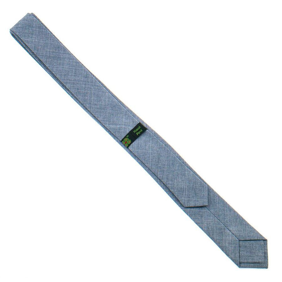 Bright Grey Tie with Coloured Embroidery, Skinny