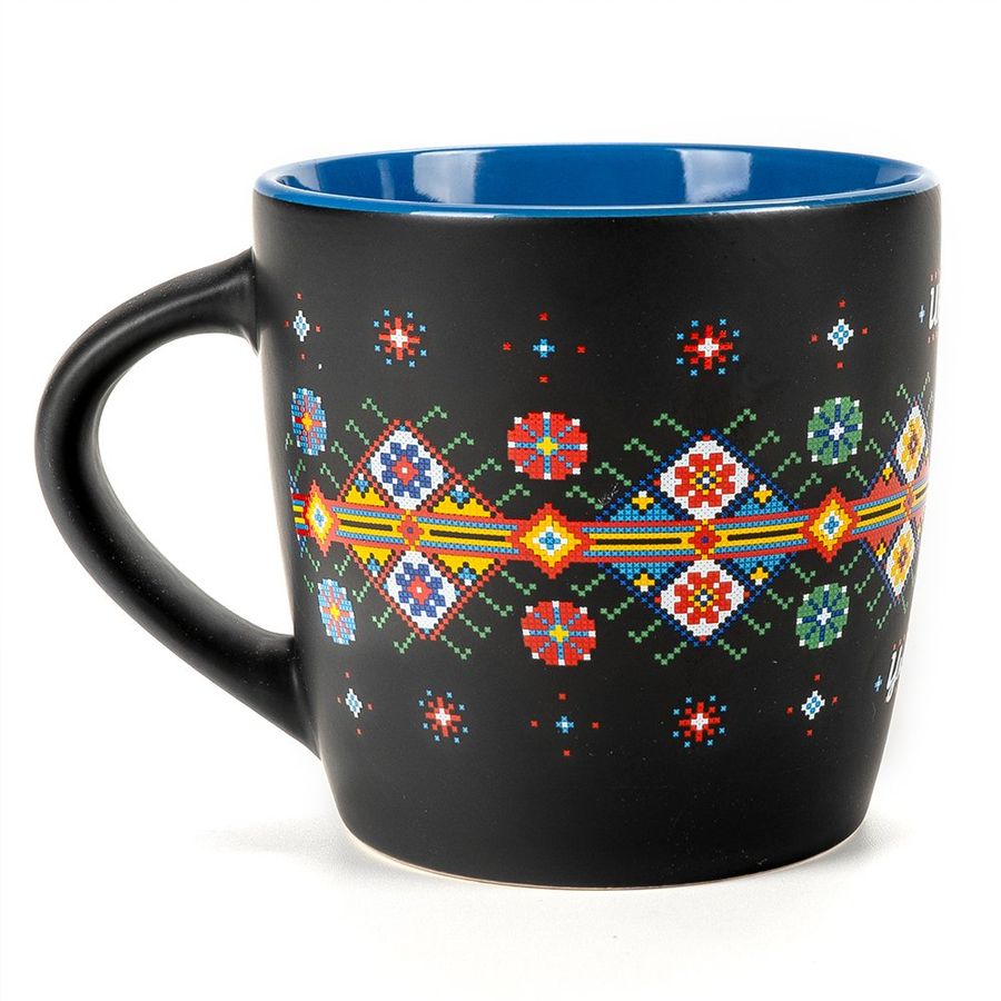Чашка "Ukraine" з кольоровим орнаментом, блакитна