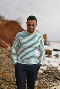 Men's Classic Azure Breton Shirt With Long Sleeves , M