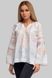 White Linen Shirt with Embroidery of Soft Colors, S