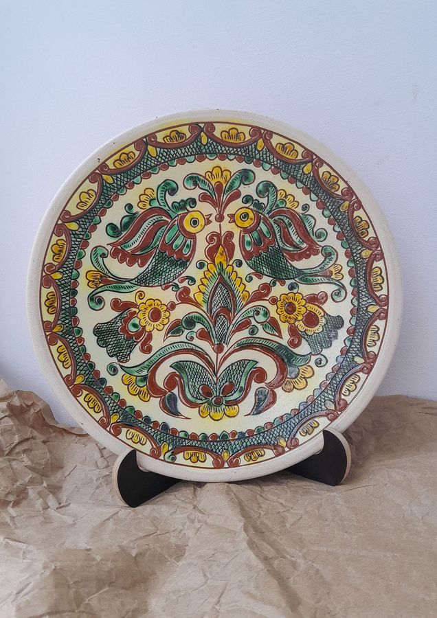Рlate "Bird", handmade in Kosiv ceramics technique