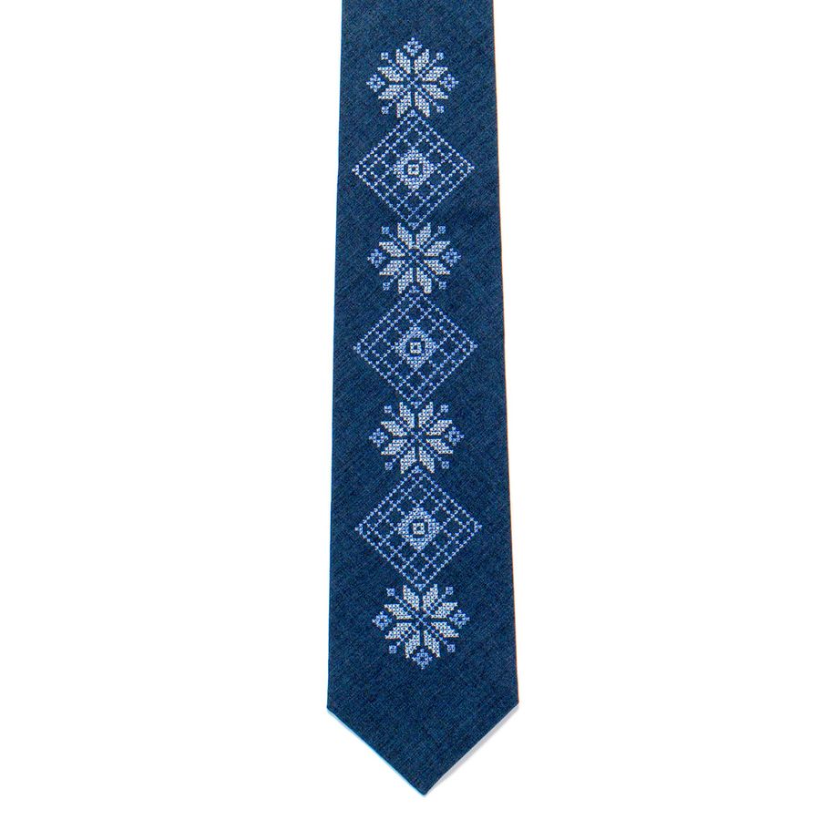 Вишита краватка синя
