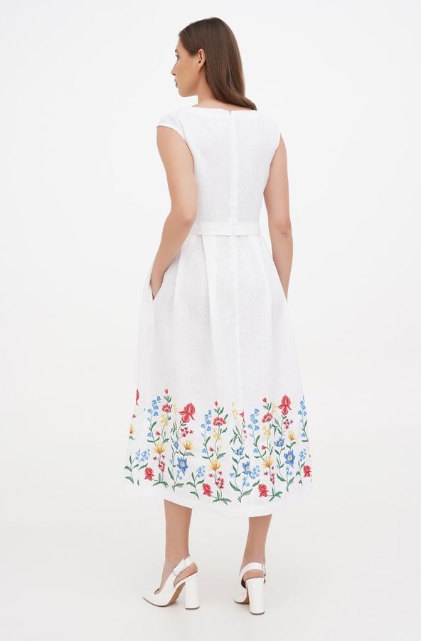 Жіноча біла сукня без рукавів з квітами, 42