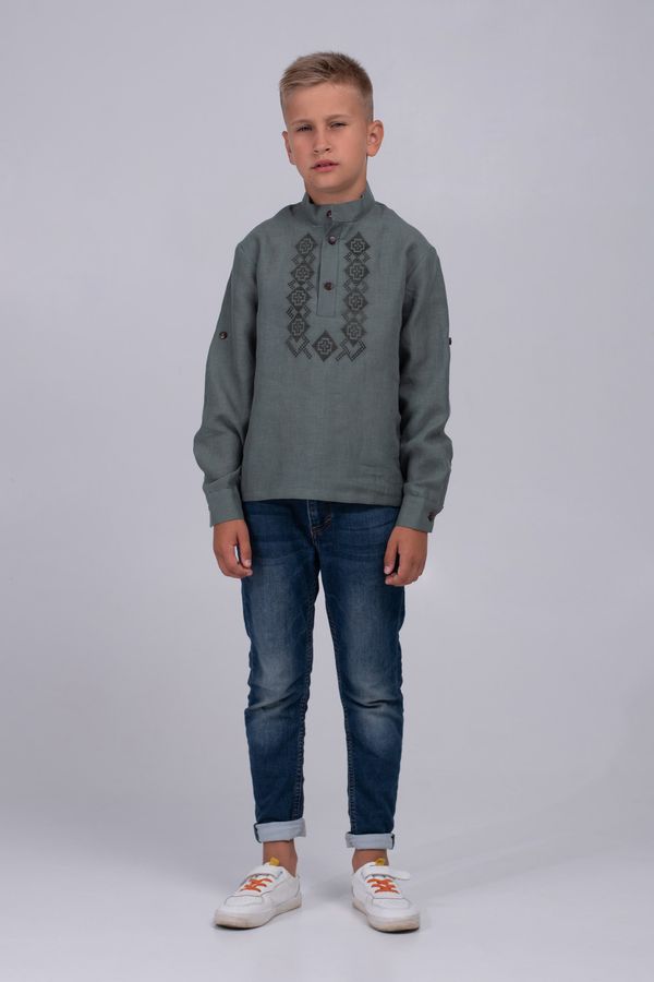 Embroidered Khaki Shirt for Boys , 116
