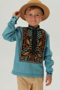 Blue embroidered shirt for boy, 110