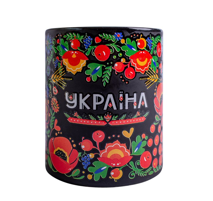 Black Pottery Mug "Ukraine"