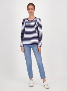 Women's Navy-Blue Breton Shirt With Long Sleeves, L