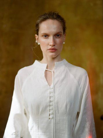 &ldquo;Sie&rdquo; ("To Sow") Blouse, white, XS-S