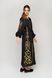 Women's Black Dress with Golden Embroidery, L