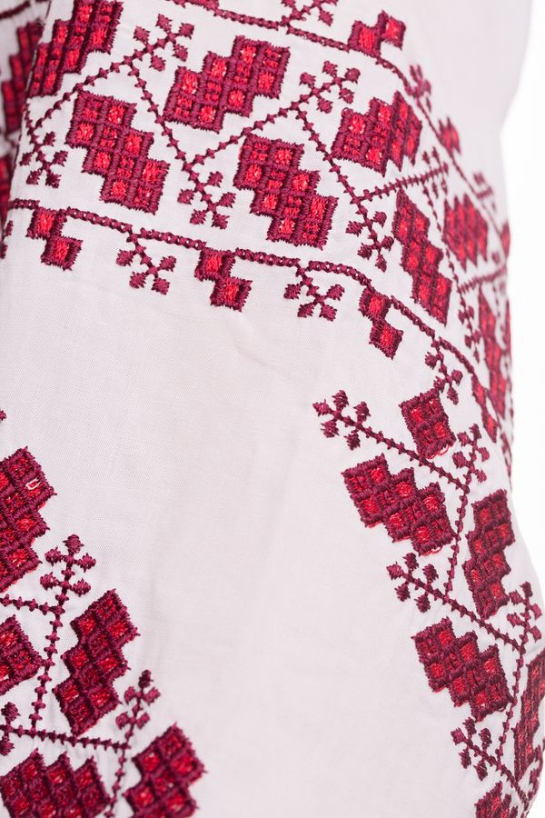 Women's Blouse with Burgundy Geometric and Floral Embroidery, XXL