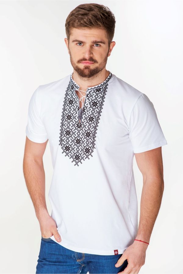 Men's Embroidered T-Shirt with Black Ornament, S