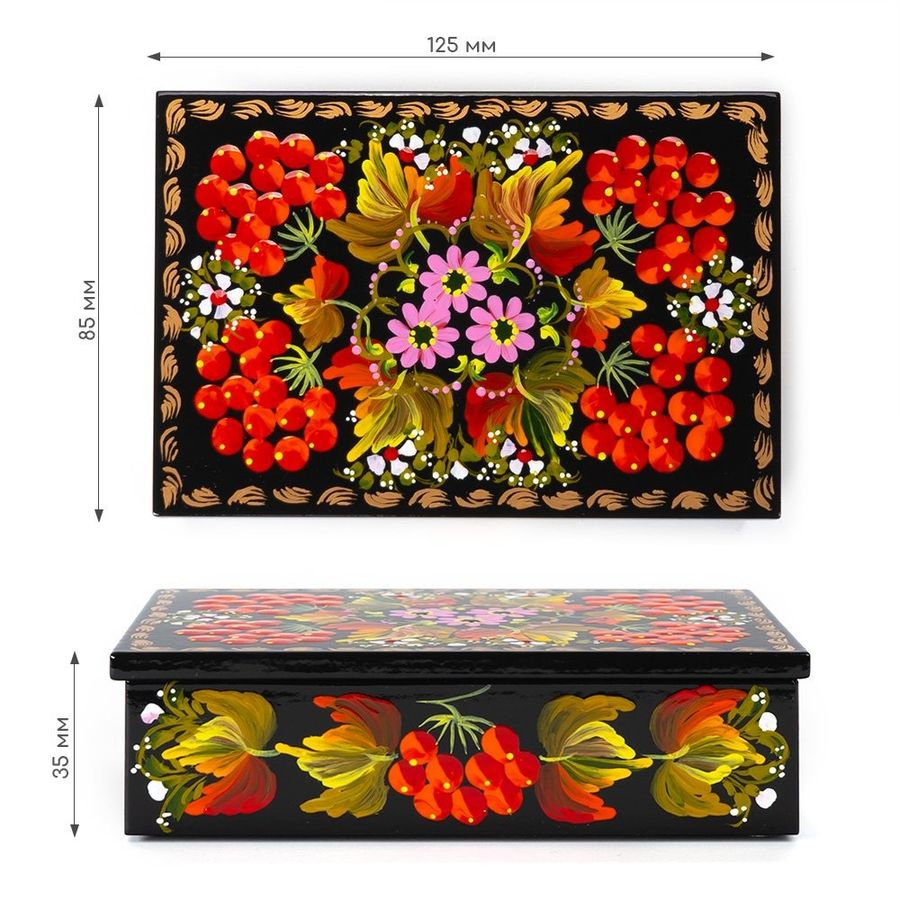 Square Jewelry Box with Petrykivka Painting