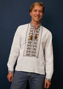 Handmade men's shirt with colorful embroidery, 48