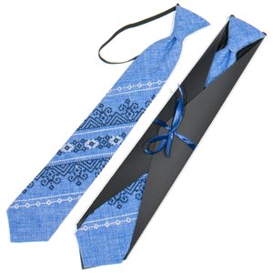 Teenage embroidered tie, blue