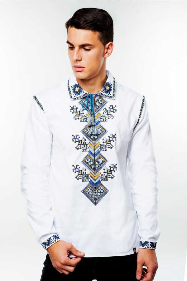 Men's White Embroidered Shirt, the Tree of Life, S